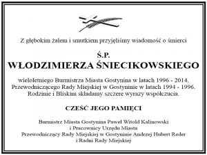 Kondolencje - zmarł ś.p. Włodzimierz Śniecikowski