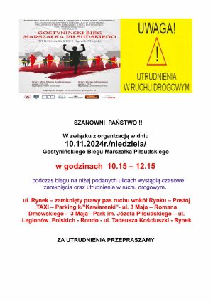 Utrudnienia podczas biegu 10.11.2024r.