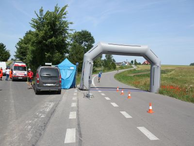 Wrotkarze szybcy z U.K.S. ZWOLEŃ-TEAM z 3 miejscem czasówki wrotkarstwa szybkiego