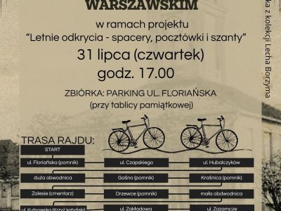 Rajd rowerowy „Szlakiem miejsc pamięci w hołdzie Powstańcom Warszawskim” w ramach projektu Letnie odkrycia- spacery,...