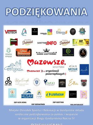 Podziękowania za pomoc przy organizacji biegu