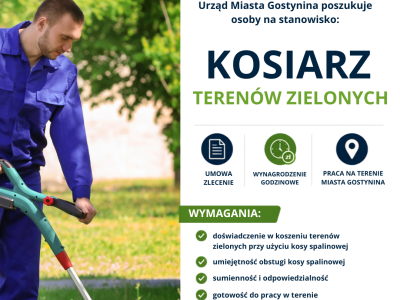 Urząd Miasta Gostynina poszukuje kosiarza terenów zielonych!!!