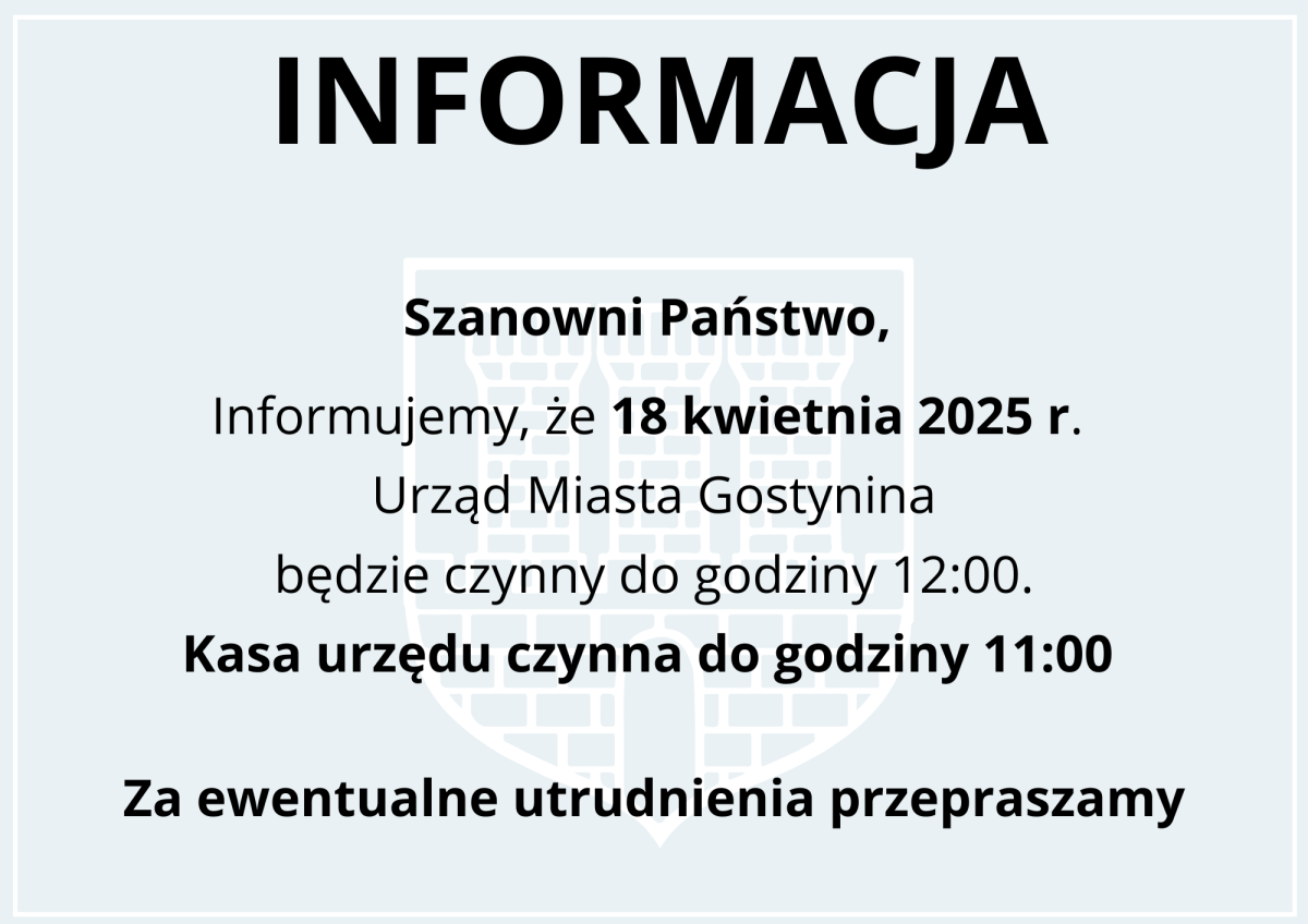 18 kwietnia Urząd Miasta będzie czynny krócej
