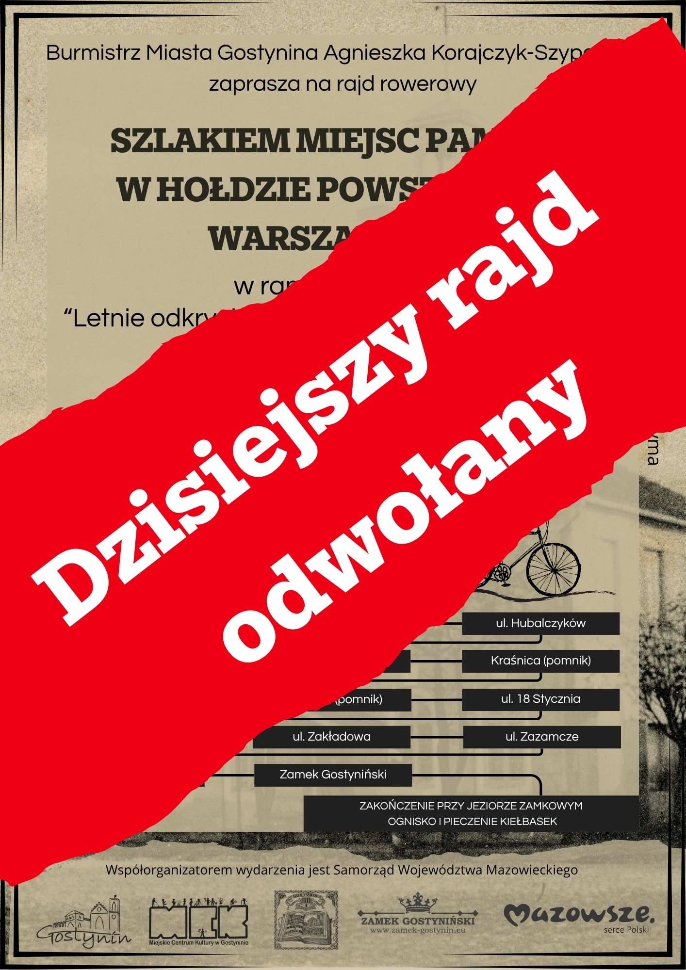 Rajd rowerowy odwołany