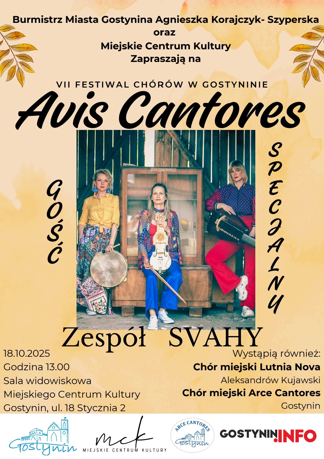 Muzyczna sobota w Gostyninie! Trio SVAHY i wyjątkowi goście w MCK