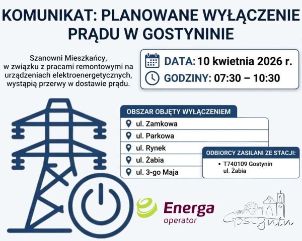 Planowane wyłączenia energii elektrycznej w Gostyninie – Informuje Energa Operator