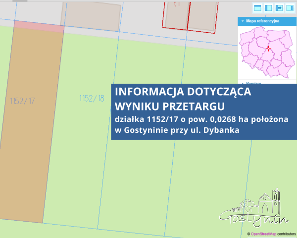 Informacja Burmistrza Miasta Gostynina dotycząca wyniku przetargu - ul. Dybanka
